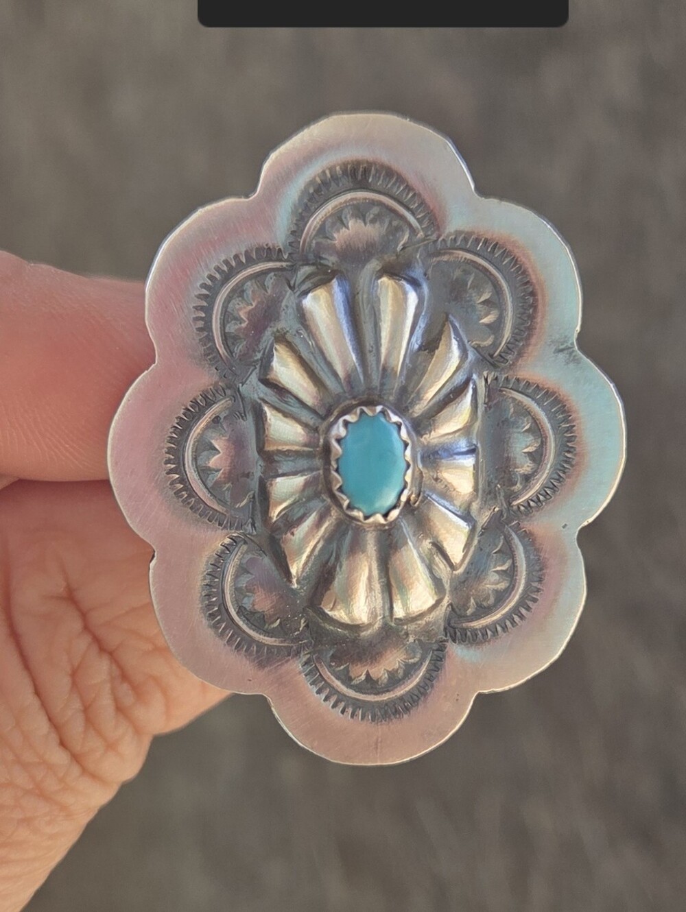Navajo Native Concho Ring Adjustable By Ray B